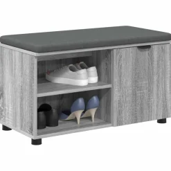 vidaXL Halbank met kussen met plank Grijze Sonoma 80 x 38 x 46 cm