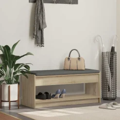 vidaXL Halbank met kussen met plank Sonoma Eiken 103 x 38 x 45 cm
