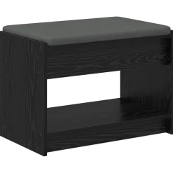 vidaXL Halbank met kussen met plank Zwarte Eik 63 x 38 x 45 cm