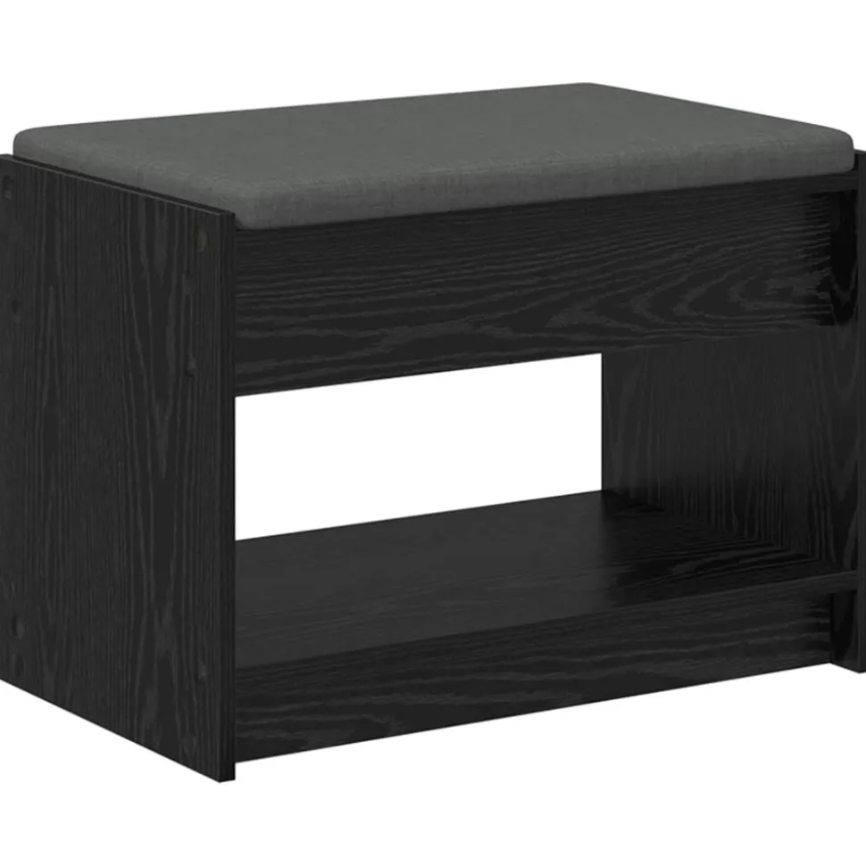vidaXL Halbank met kussen met plank Zwarte Eik 63 x 38 x 45 cm