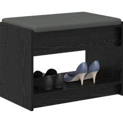 vidaXL Halbank met kussen met plank Zwarte Eik 63 x 38 x 45 cm
