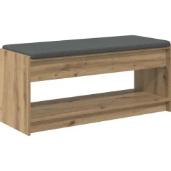 vidaXL Halbank met kussen met plank Artisan Eik 103 x 38 x 45 cm