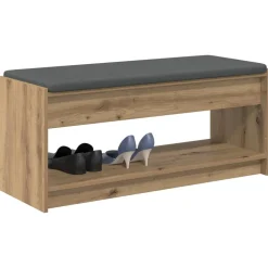 vidaXL Halbank met kussen met plank Artisan Eik 103 x 38 x 45 cm