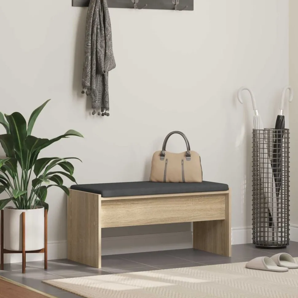 vidaXL Halbank met kussen Sonoma Eiken 83 x 38 x 40 cm