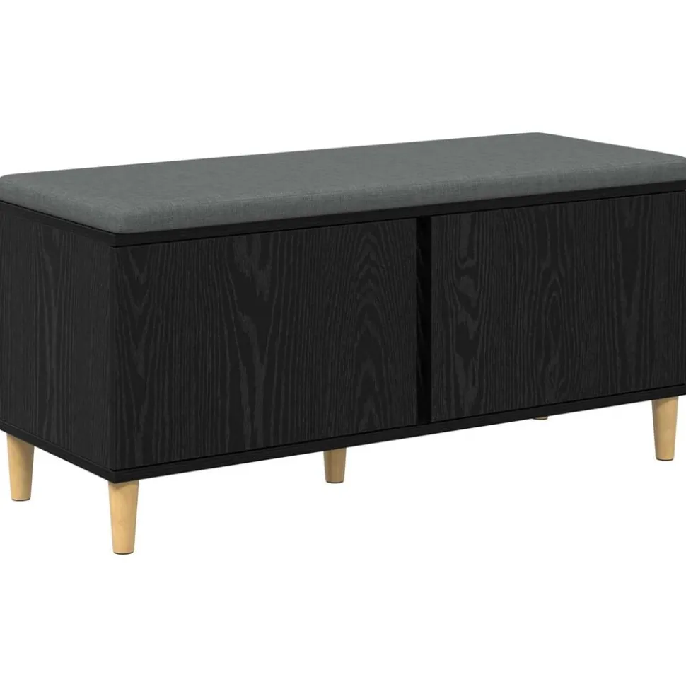 vidaXL Halbank met kussen met opslag Zwarte Eik 100 x 38 x 46 cm