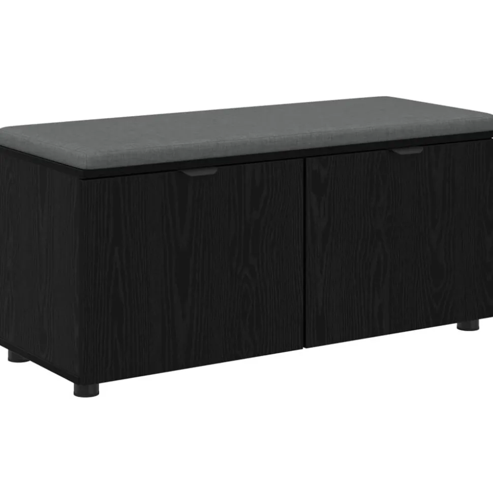vidaXL Halbank met kussen met plank Zwarte Eik 100 x 38 x 46 cm
