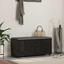 vidaXL Halbank met kussen met plank Zwarte Eik 100 x 38 x 46 cm
