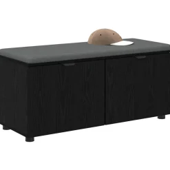 vidaXL Halbank met kussen met plank Zwarte Eik 100 x 38 x 46 cm