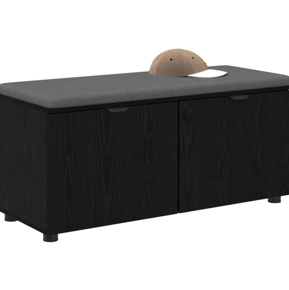 vidaXL Halbank met kussen met plank Zwarte Eik 100 x 38 x 46 cm