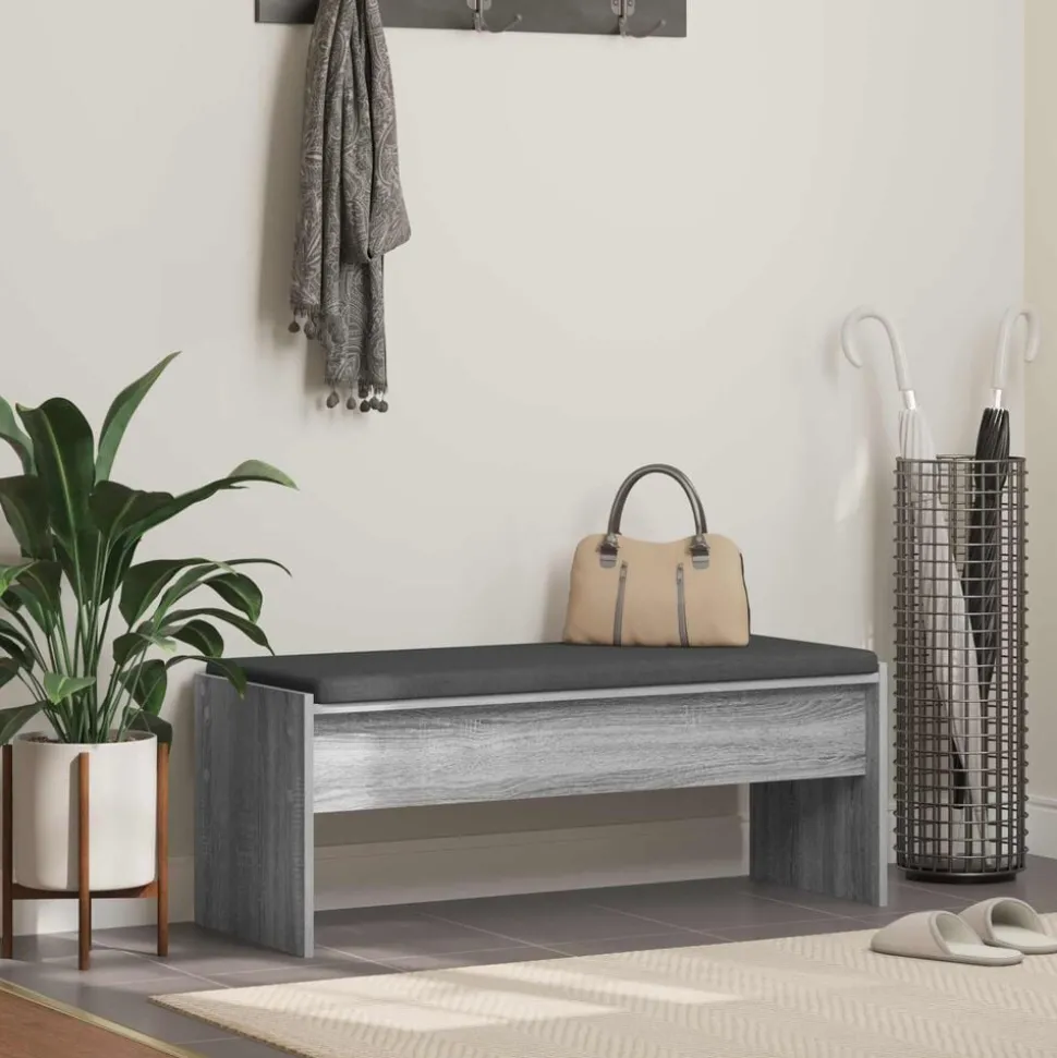 vidaXL Halbank met kussen Grijs Sonoma 103 x 38 x 40 cm