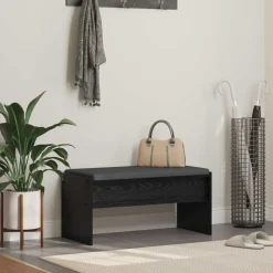vidaXL Halbank met kussen Zwart Eiken 83 x 38 x 40 cm