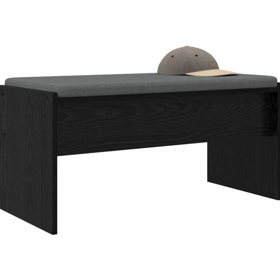 vidaXL Halbank met kussen Zwart Eiken 83 x 38 x 40 cm