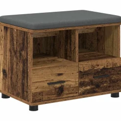 vidaXL Halbank Oudhout 60 x 38 x 46 cm Geïndustrialiseerd hout en stof