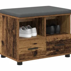 vidaXL Halbank Oudhout 60 x 38 x 46 cm Geïndustrialiseerd hout en stof