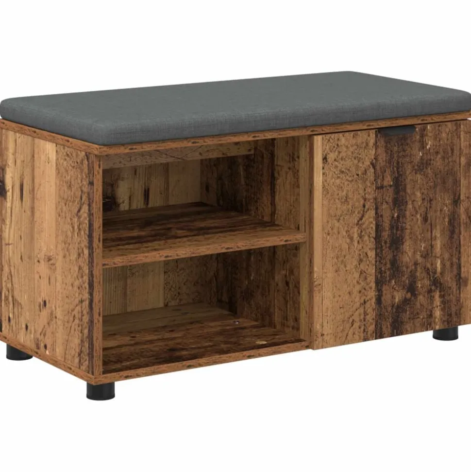 vidaXL Halbank Oudhout 80 x 38 x 46 cm Geïndustrialiseerd hout en stof