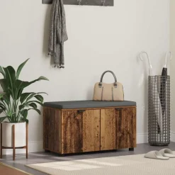 vidaXL Halbank Oudhout 80 x 38 x 46 cm Geïndustrialiseerd hout en stof