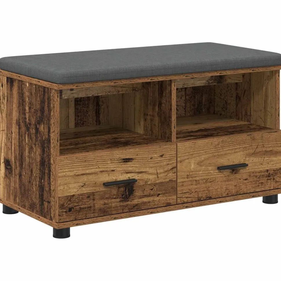 vidaXL Halbank Oudhout 80 x 38 x 46 cm Geïndustrialiseerd hout en stof