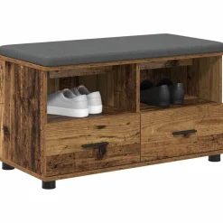 vidaXL Halbank Oudhout 80 x 38 x 46 cm Geïndustrialiseerd hout en stof