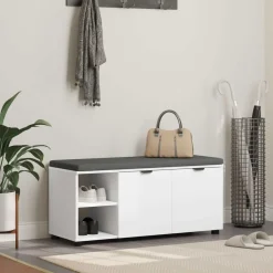 vidaXL Halbank Wit 100 x 38 x 46 cm Geïndustrialiseerd hout en stof