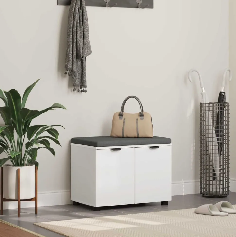 vidaXL Halbank Wit 60 x 38 x 46 cm Geïndustrialiseerd hout en stof