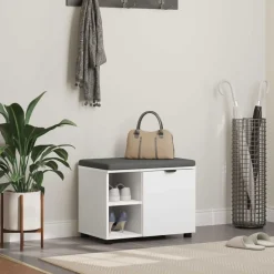 vidaXL Halbank Wit 60 x 38 x 46 cm Geïndustrialiseerd hout en stof