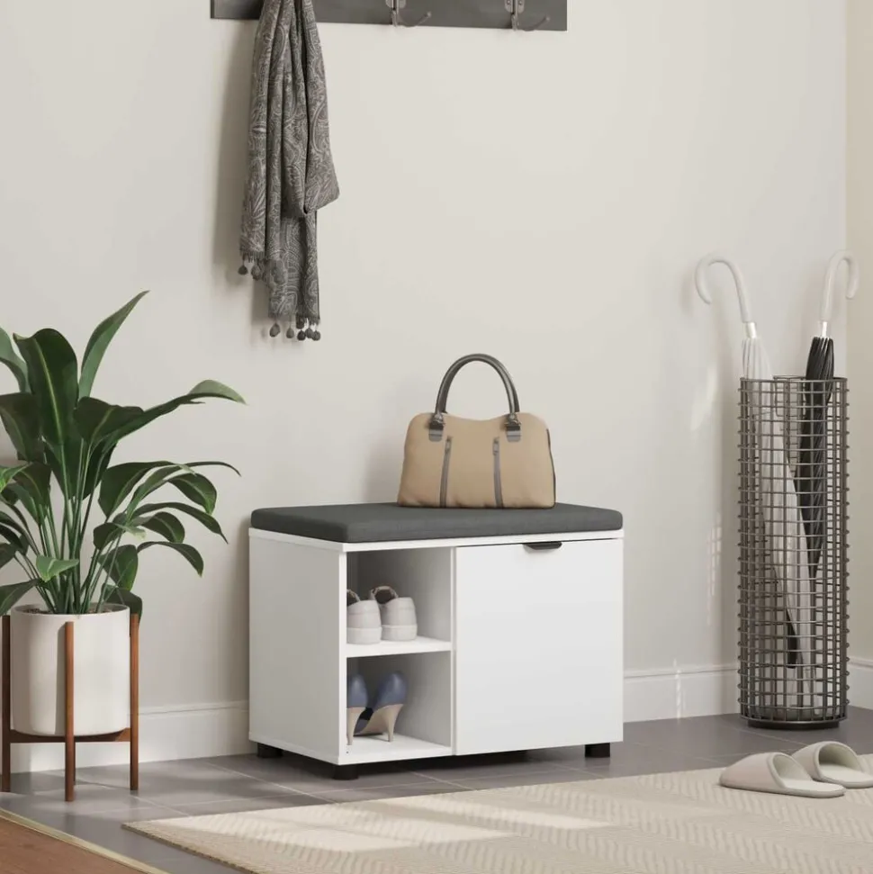 vidaXL Halbank Wit 60 x 38 x 46 cm Geïndustrialiseerd hout en stof