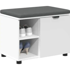 vidaXL Halbank Wit 60 x 38 x 46 cm Geïndustrialiseerd hout en stof