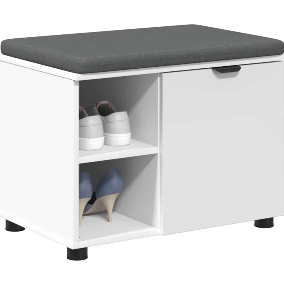 vidaXL Halbank Wit 60 x 38 x 46 cm Geïndustrialiseerd hout en stof