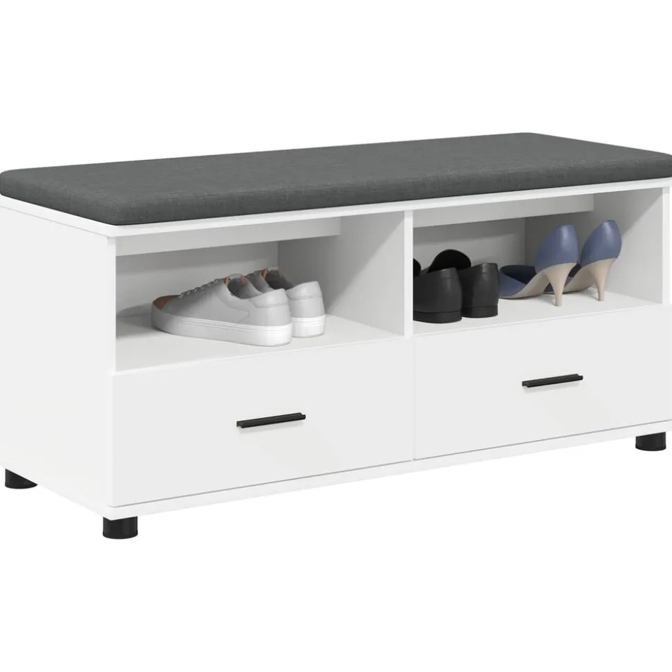 vidaXL Halbank Wit 100 x 38 x 46 cm Geïndustrialiseerd hout en stof
