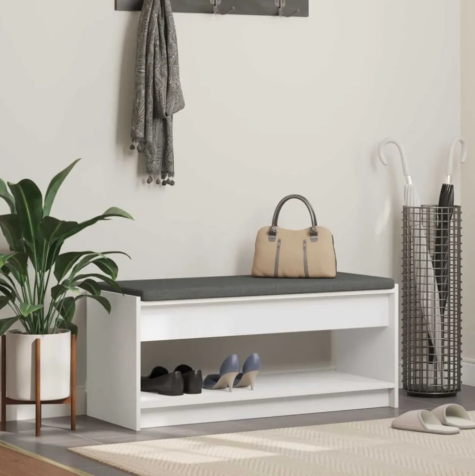 vidaXL Halbank Wit 103 x 38 x 45 cm Geïndustrialiseerd hout en stof