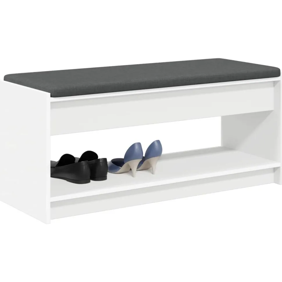 vidaXL Halbank Wit 103 x 38 x 45 cm Geïndustrialiseerd hout en stof