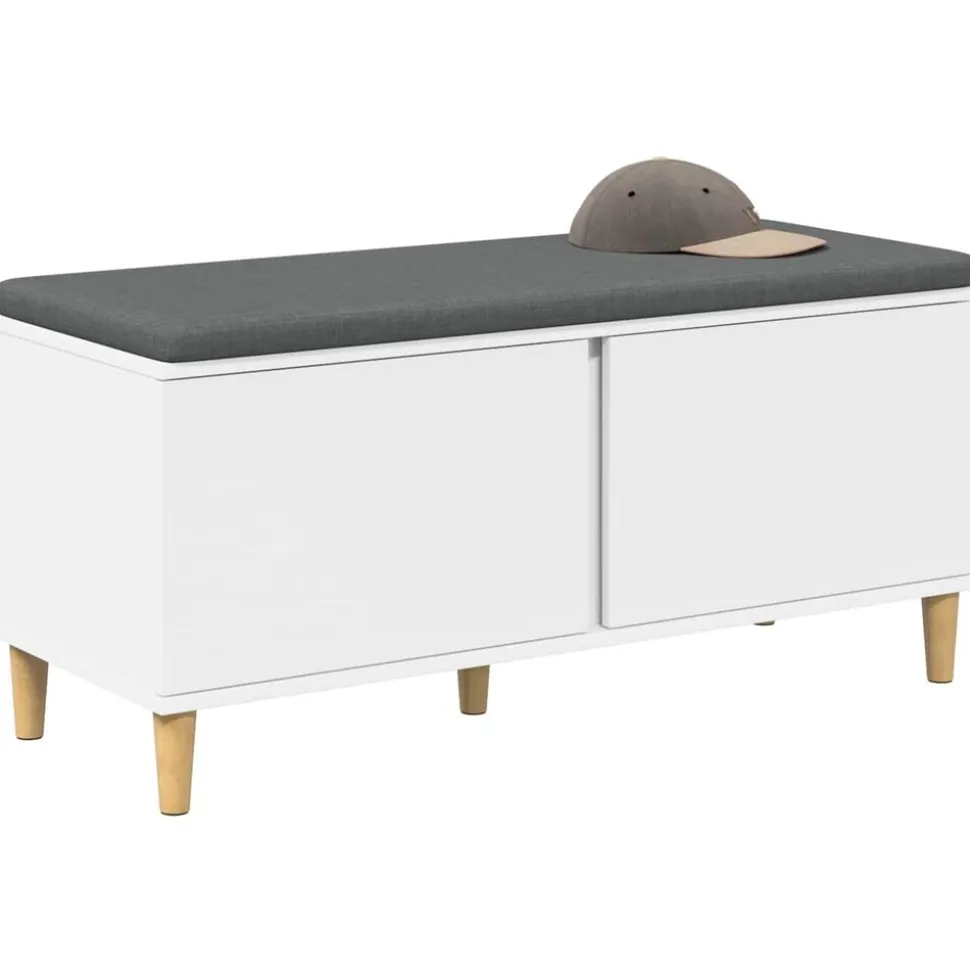 vidaXL Halbank Wit 100 x 38 x 46 cm Geïndustrialiseerd hout en stof