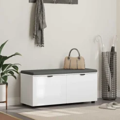vidaXL Halbank Wit 100 x 38 x 46 cm Geïndustrialiseerd hout en stof