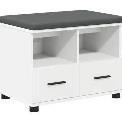 vidaXL Halbank Wit 60 x 38 x 46 cm Bewerkt hout en stof