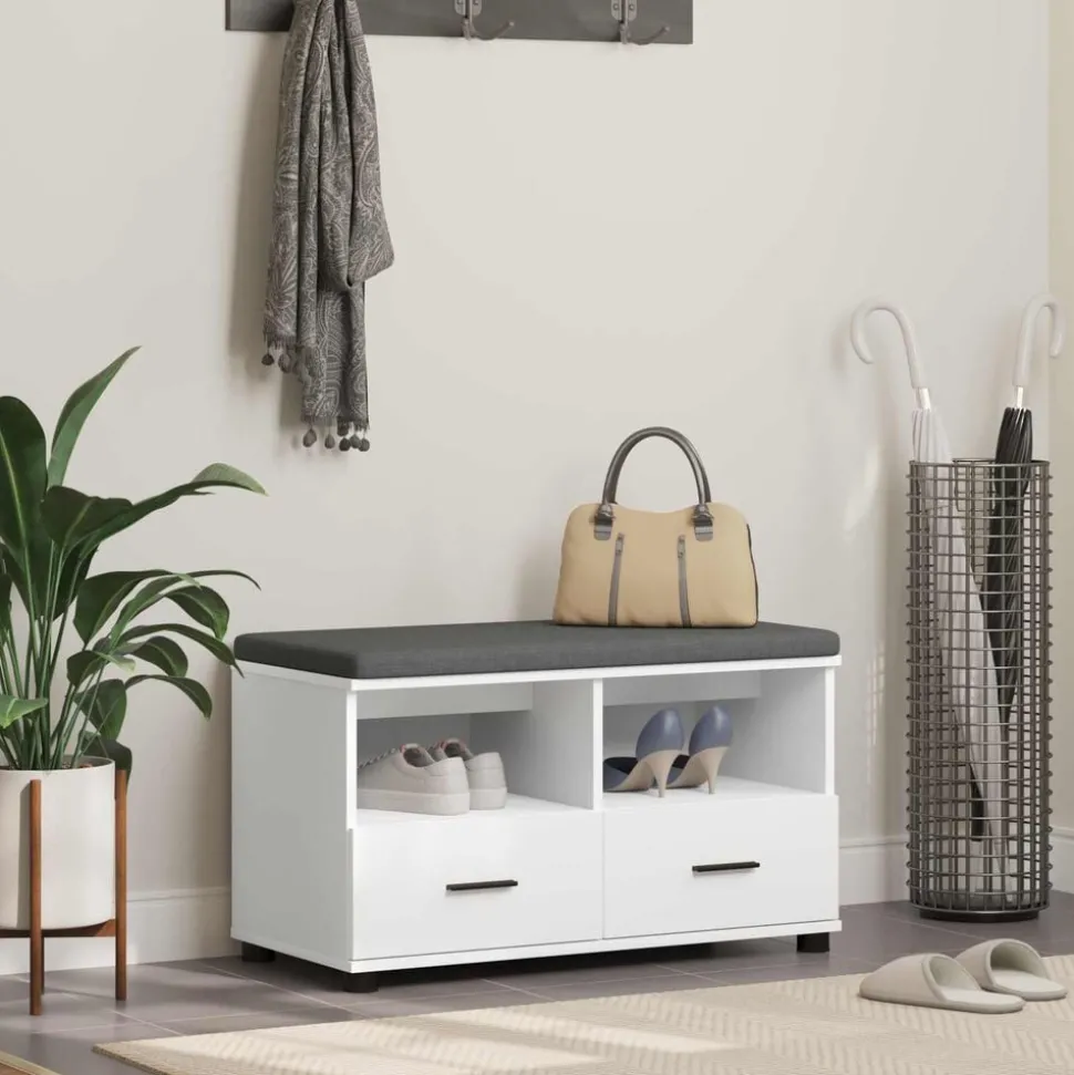 vidaXL Halbank Wit 80 x 38 x 46 cm Geïndustrialiseerd hout en stof