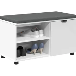 vidaXL Halbank Wit 80 x 38 x 46 cm Geïndustrialiseerd hout en stof
