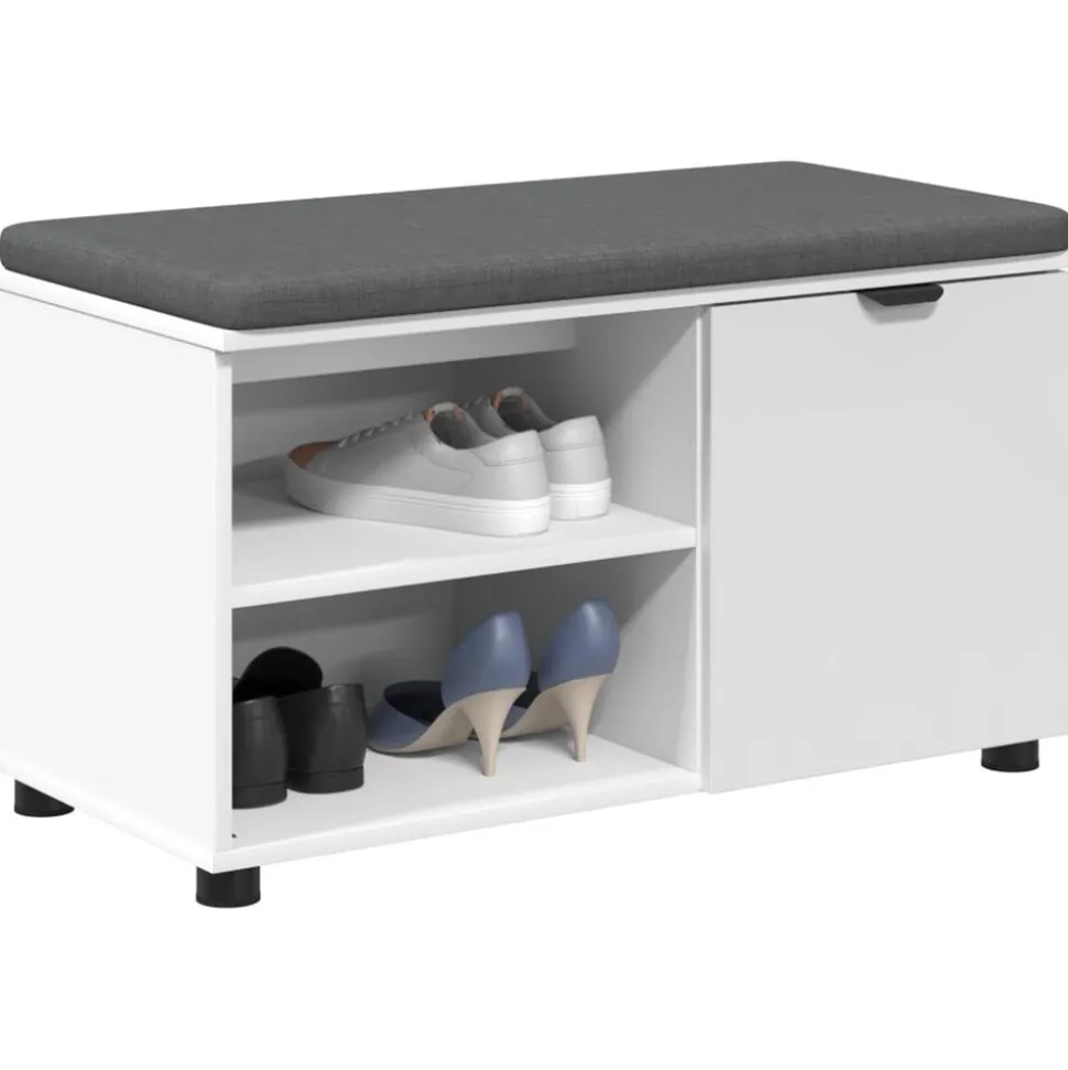 vidaXL Halbank Wit 80 x 38 x 46 cm Geïndustrialiseerd hout en stof