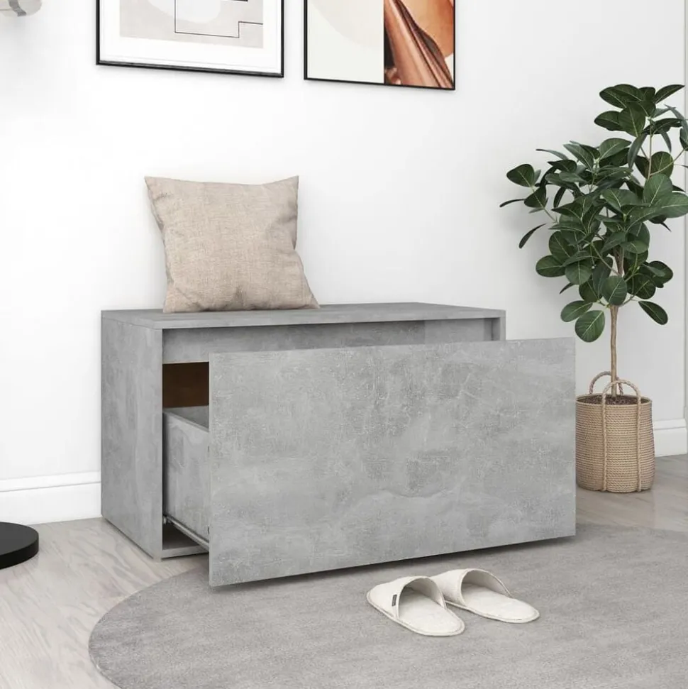 vidaXL Halbank 80x40x45 cm bewerkt hout betongrijs