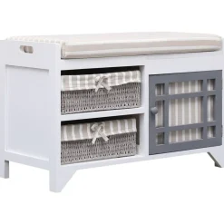 vidaXL Halbank 70x33,5x45 cm paulowniahout wit