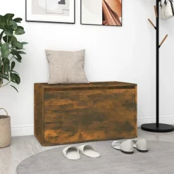 vidaXL Halbankje 80x40x45 cm bewerkt hout gerookt eikenkleurig