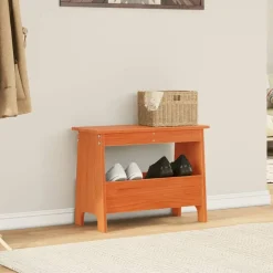 vidaXL Halbankje 60x28x45 cm massief grenenhout wasbruin