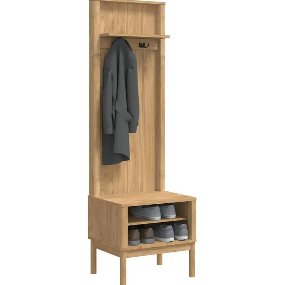 vidaXL Halkast FLORO Wasbruin 50 x 40 x 158 cm Massief grenenhout