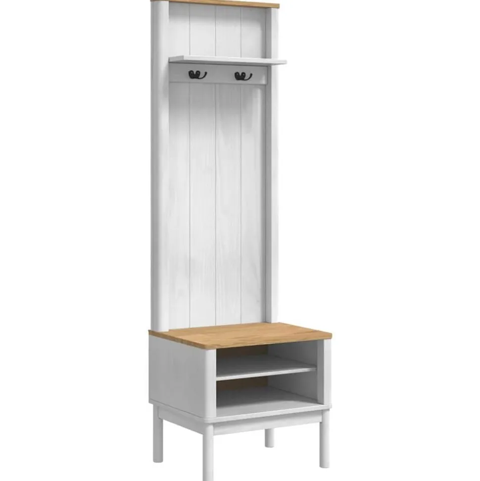 vidaXL Halkast met plank FLORO Wit 50 x 40 x 158 cm Massief Vurenhout