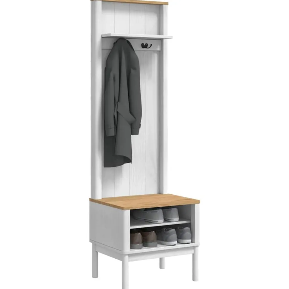 vidaXL Halkast met plank FLORO Wit 50 x 40 x 158 cm Massief Vurenhout