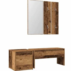 vidaXL Halmeubelset bewerkt hout oud houtkleurig