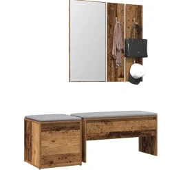 vidaXL Halmeubelset bewerkt hout oud houtkleurig