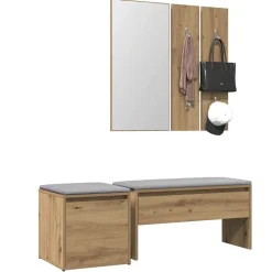 vidaXL Halmeubelset bewerkt hout artisanaal eikenkleur