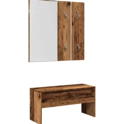 vidaXL Halmeubelset bewerkt hout oud houtkleurig