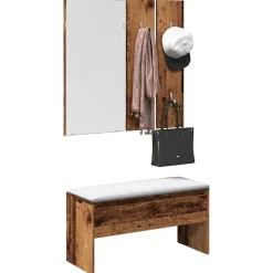 vidaXL Halmeubelset bewerkt hout oud houtkleurig