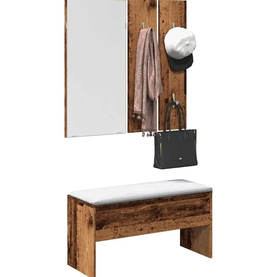 vidaXL Halmeubelset bewerkt hout oud houtkleurig